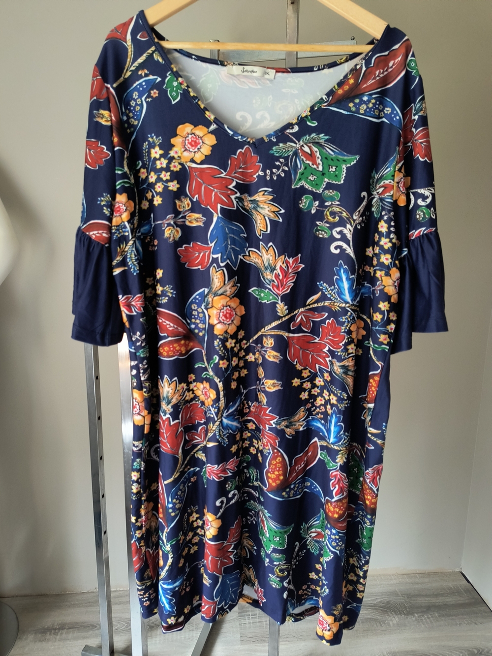 Sakurafina 3XL Floral Tunic Dress Boho Bell Sleeve Plus Size